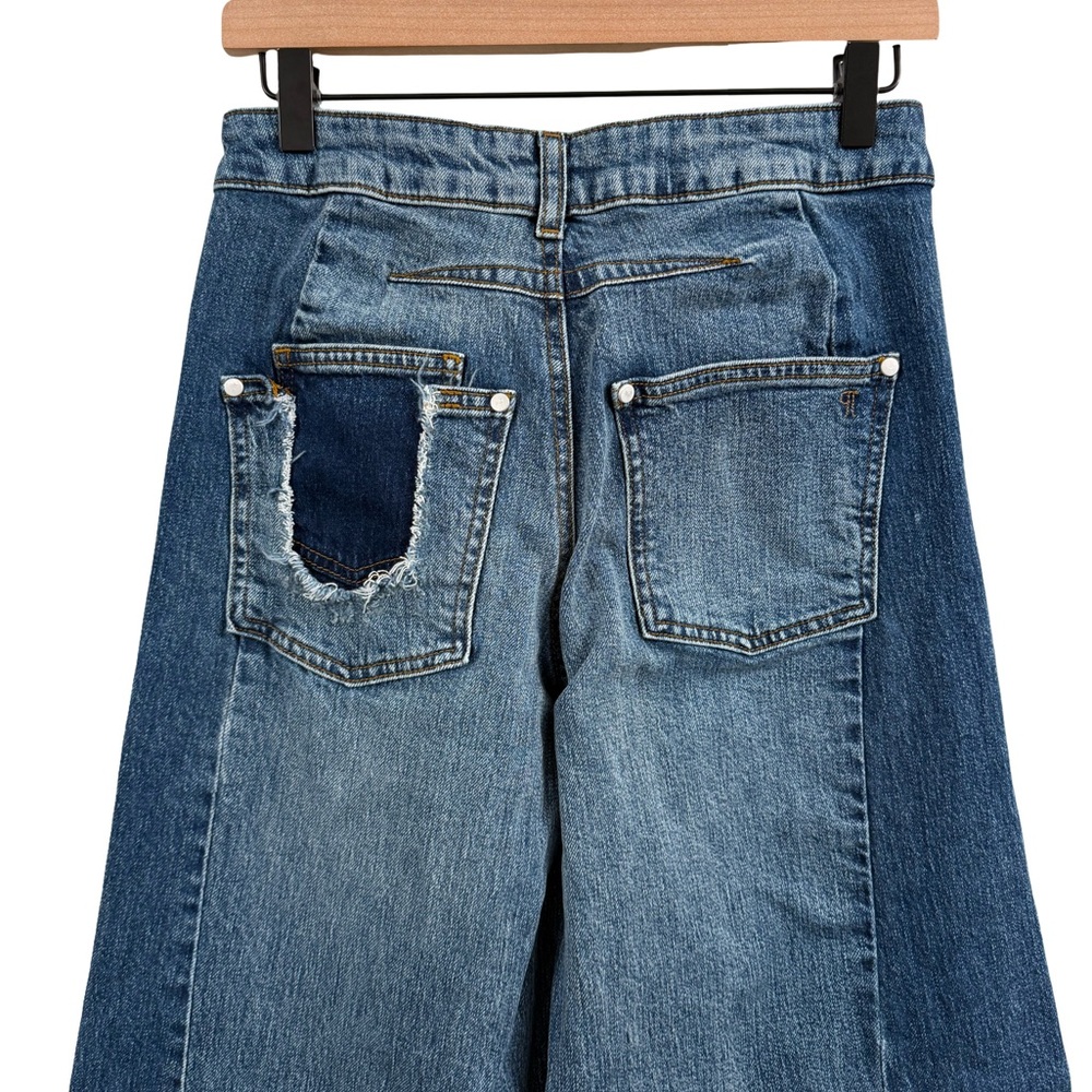 Pilcro Anthropology Two-Tone Blue Flare Jeans - Picture 4 of 10